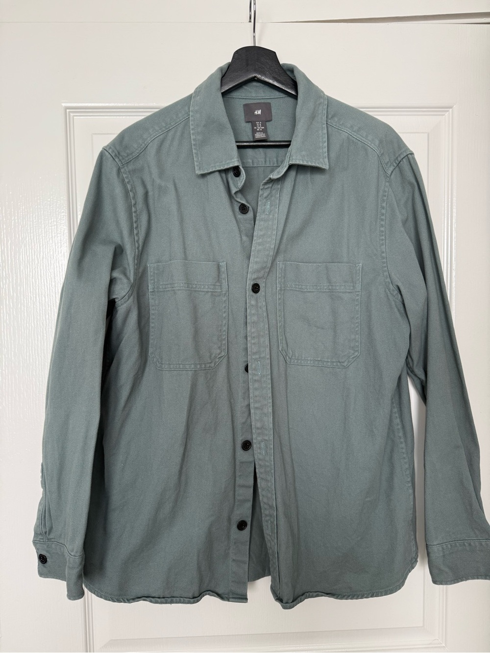 H&M Olive Green Button-Front Shirt Jacket